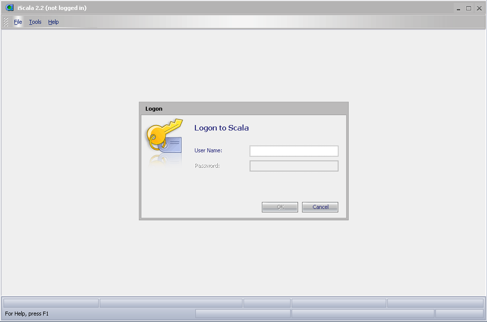 Logon screen iScala Logon screen iScala