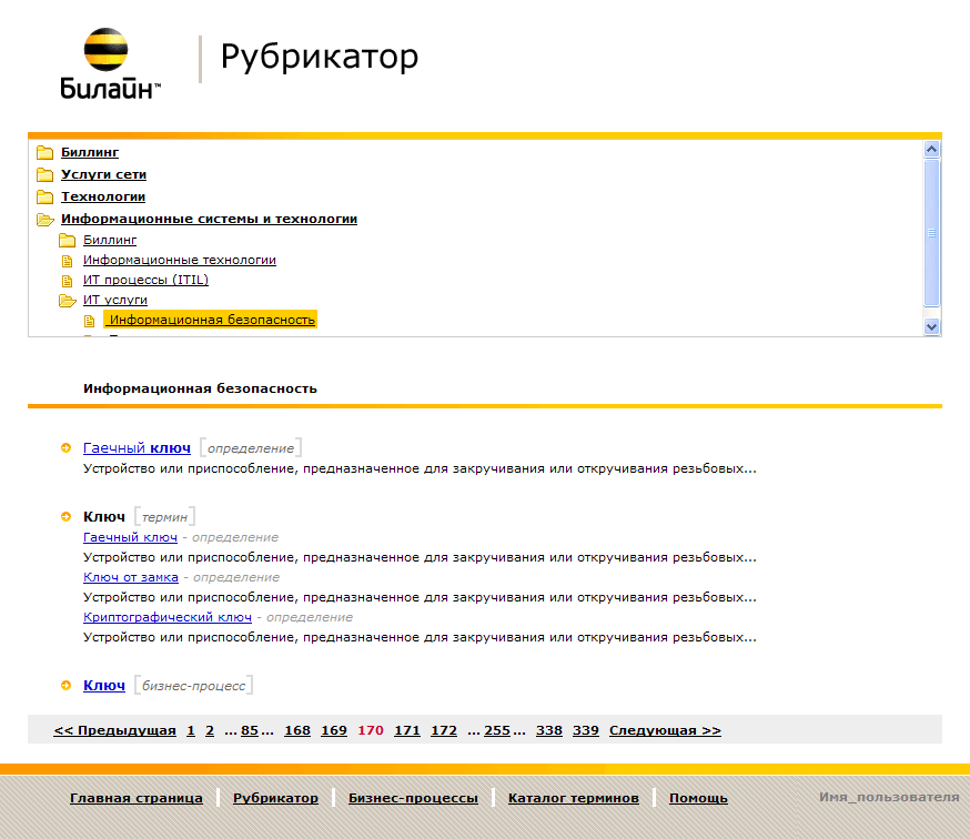 Дизайн раздела "Рубрикатор" Корпоративного словаря, Билайн, 2007 г. Дизайн раздела "Рубрикатор" Корпоративного словаря, Билайн, 2007 г.