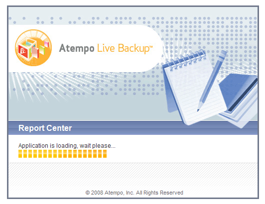 Сплеш-скрин LiveBackup Server Console, Atempo